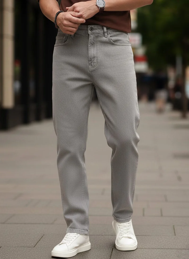 Urbano Fashion Men's Dusty Grey Loose Baggy Fit Washed Denim Jeans Non-Stretchable